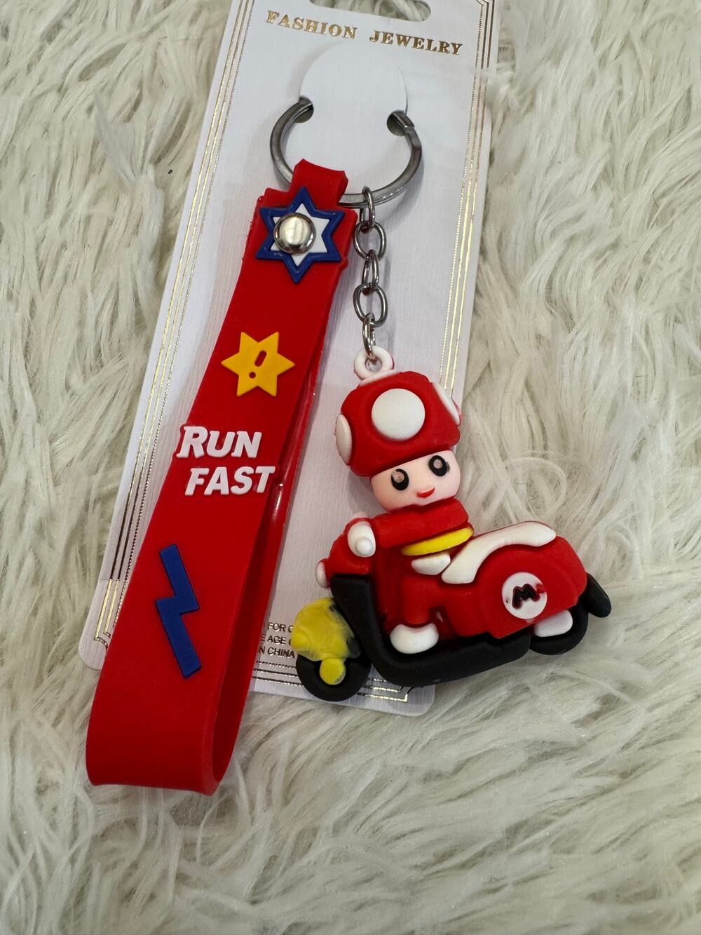 Mario Bros red Toad keychain red strap Nintendo